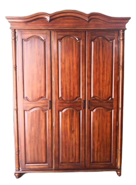 DB802美式三门衣柜全实木简美衣柜白色胡桃色古典衣柜定制漆面