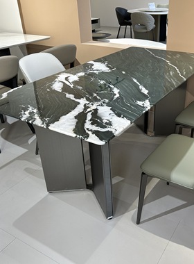 CZ117纯天然大理石长餐桌1.6米奢石意式极简高端灰色圣罗兰大理石