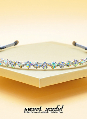 韩国水晶奢华镶钻发箍防滑带齿不夹头细边超仙压发简约礼服头饰