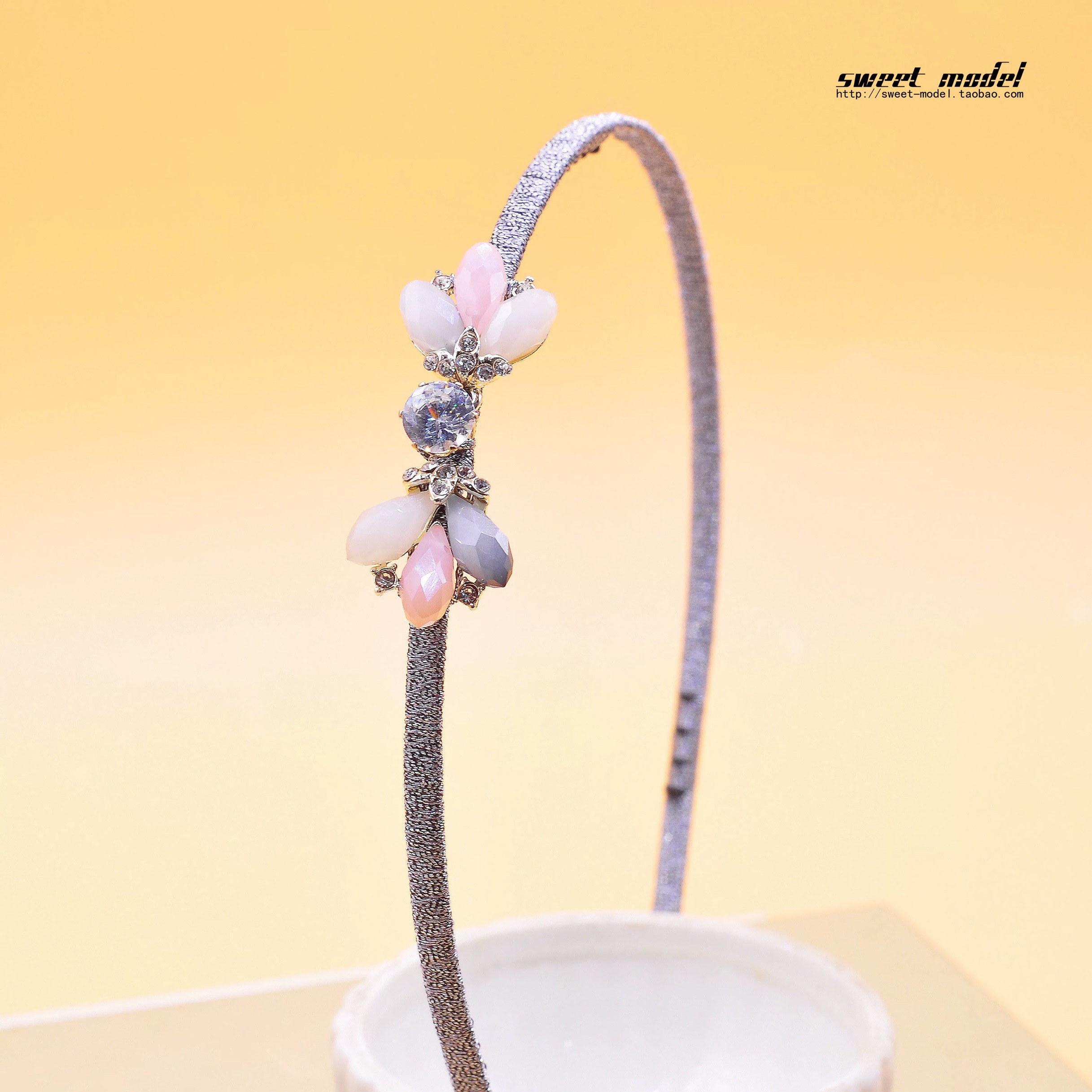 Sweet Model镶钻新款水钻蝴蝶防滑齿百搭大童高端初中生发箍发饰