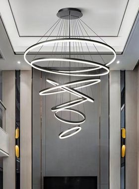 复式楼客厅大吊灯现代简约挑空别墅loft楼梯灯跃层楼中楼大厅吊灯