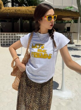 ACRAB 活力休闲修身正肩夏日简约短袖T恤上衣女