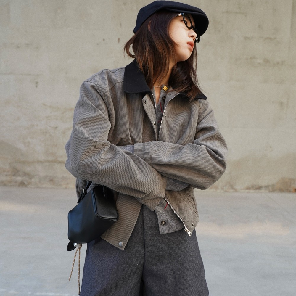 秋冬老钱风复古慵懒灯芯绒外套