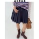 复古松紧腰休闲半身裙裤 ACRAB miu系美式 藏蓝色短裙褶皱A字裙女