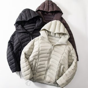 精品国标90白鸭绒羽绒服男女冬季 排骨轻薄内胆保暖连帽外套潮 韩版