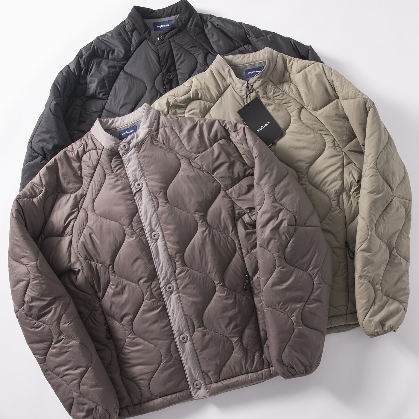 男防泼水棉服秋冬内胆棉衣葫芦绗线拼色外套老钱风叠穿小立领夹克