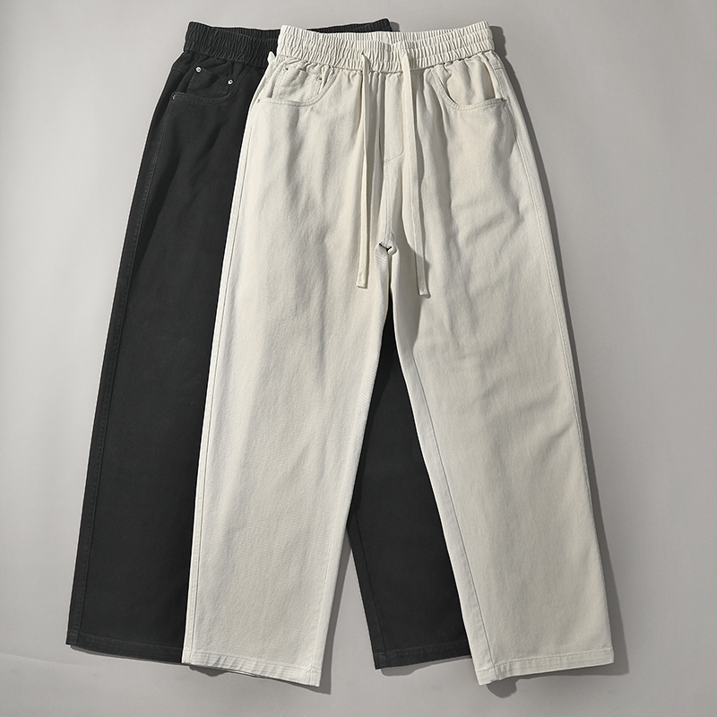通勤纯棉微锥直筒休闲裤长裤