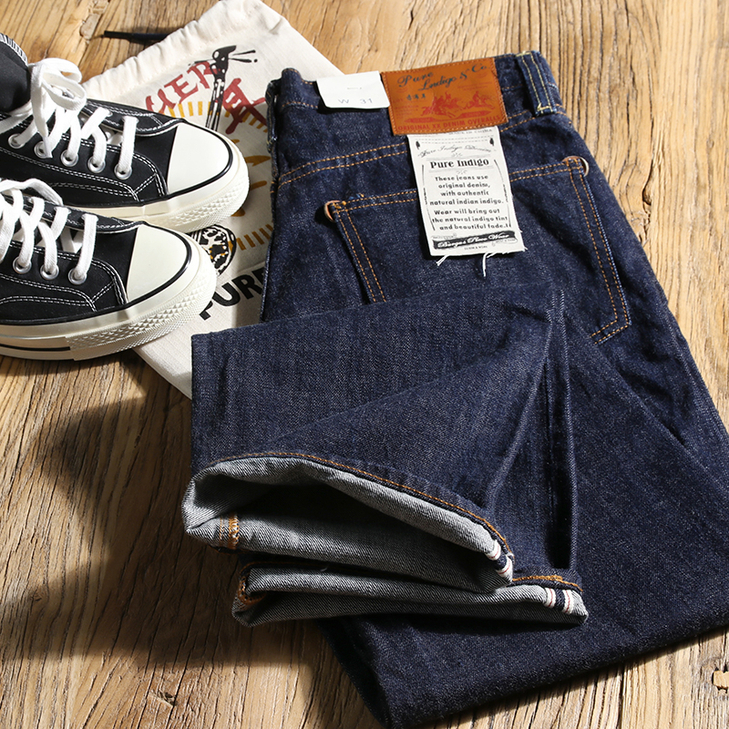 春秋宽松老爹裤深蓝直筒牛仔长裤