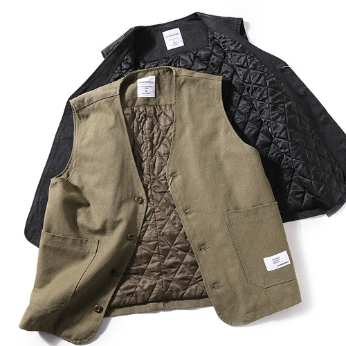 设计师款绗棉压格牛津纺厚实马甲