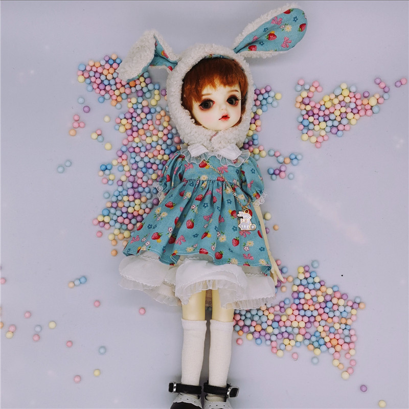 特体尺寸定制小布BJD6分8分娃娃衣服草莓兔子裙子连衣裙帽子洋装