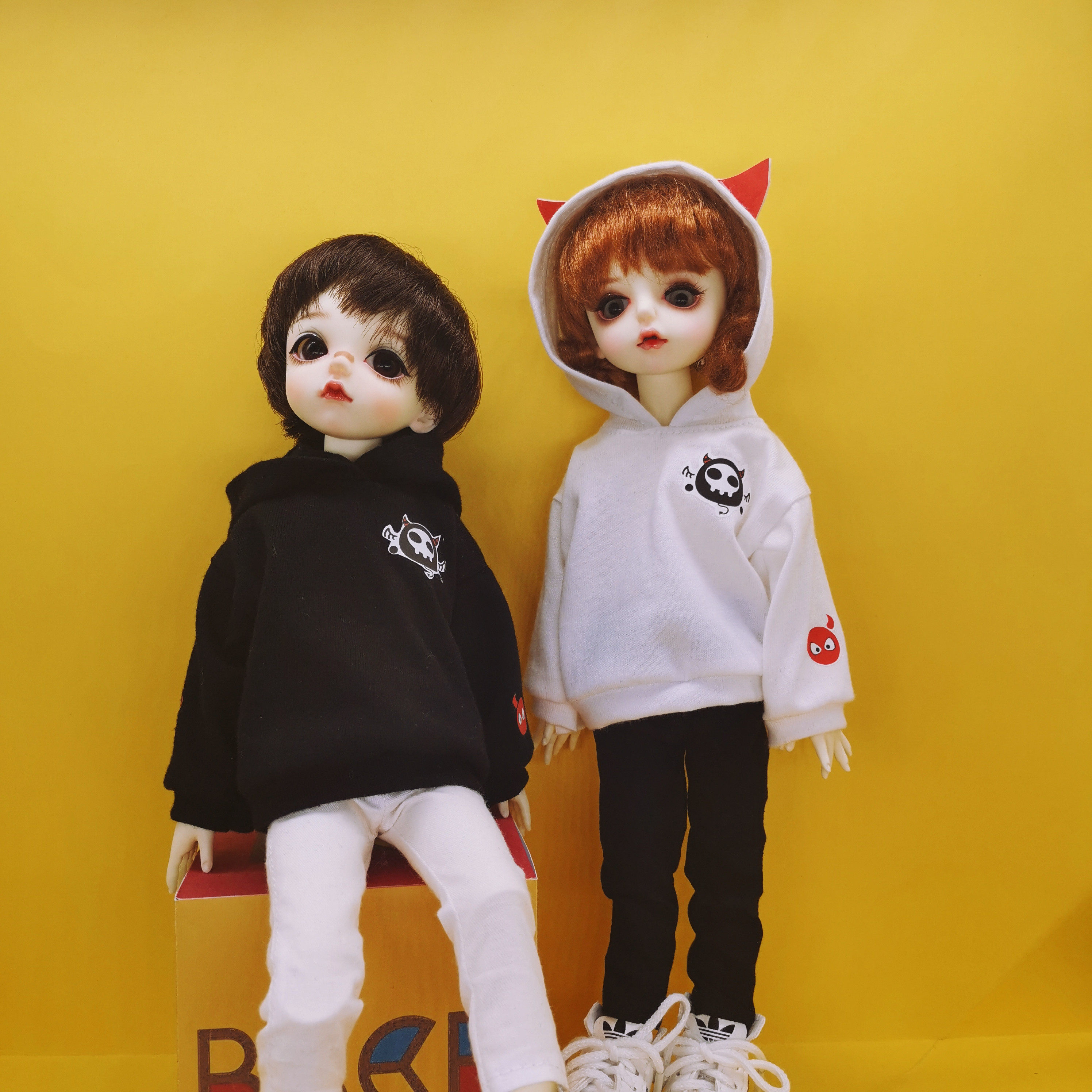 万圣节特体尺寸定制小布bjd6分8分viya娃娃衣服卫衣长裤小恶魔