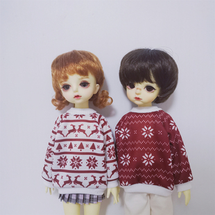 樱桃酱 定制ob兵人小布BJD6分8分viya娃娃衣服新年圣诞卫衣雪花