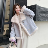 温柔风皮毛一体羊羔毛外套女冬季2025新款设计感时尚宽松保暖减龄，女装皮草，2B193