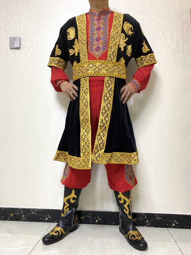 新疆新款男士卡盘外套马甲舞蹈演出服装衣服维吾尔族服饰黑色蓝色