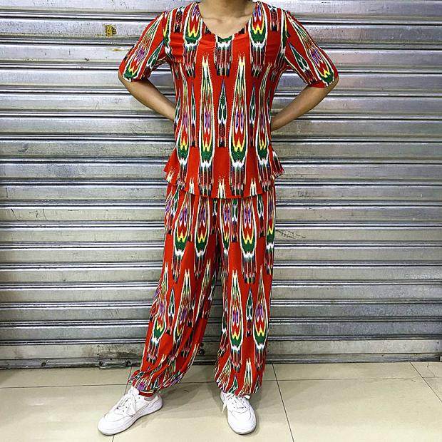 新疆新款夏季衣服上衣裤子T恤短袖长裤套装舞蹈舞台服装打底裤民,女装/女士精品,民族服装/舞台装,淘宝优惠券,粉丝福利购,淘宝优惠卷
