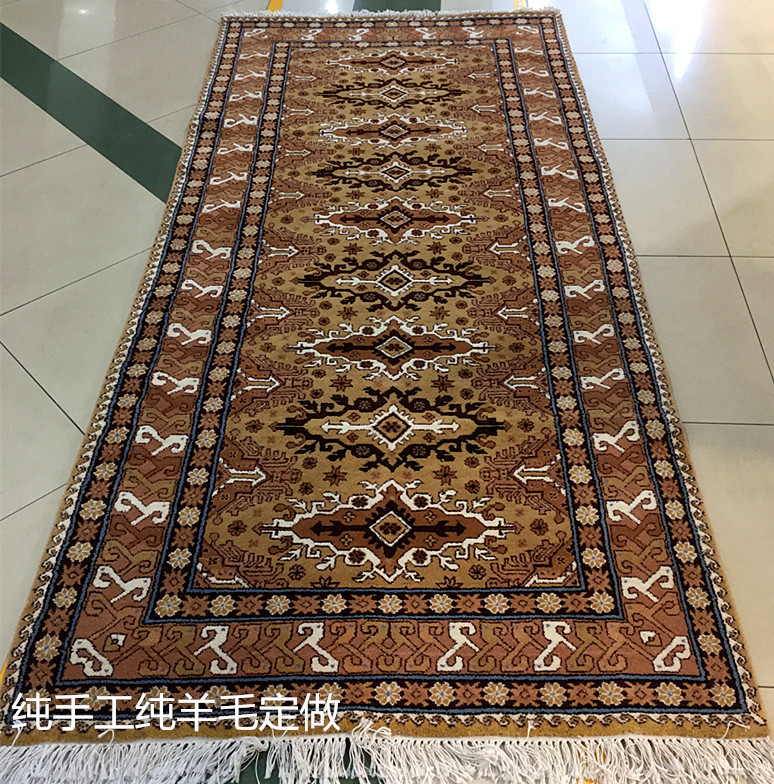 新疆和田纯手工纯羊毛地毯定制地毯客厅卧室书房长廊走道地毯垫子