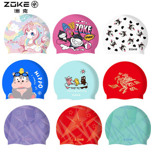 包邮 卡通舒适长发女防水护耳游泳硅胶帽 洲克男女通用时尚 ZOKE新款