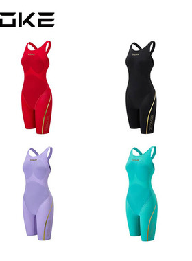 ZOKE洲克素色成人女士fina认证专业比赛训练游泳竞赛连体五分泳衣
