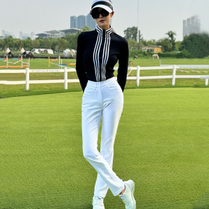 新款高尔夫服装女上衣长袖T恤秋冬高领显瘦运动球衣弹力速干长裤