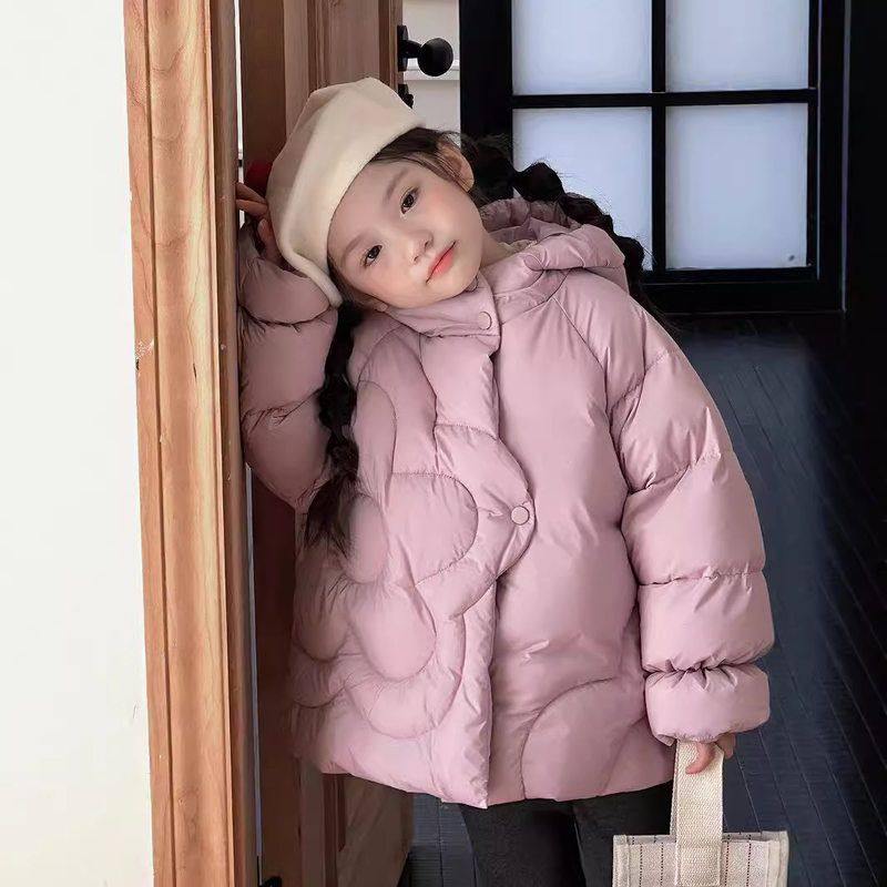 2025冬新款中小儿童羽绒服新品新国标90白鸭绒羽绒服潮香芋紫花朵