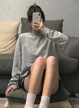 耐克 Nike Sportswear 圆领套头灰色运动休闲卫衣 BV2667-063/113