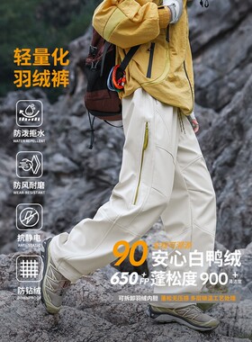 HOTSSS潮牌可拆卸冲锋羽绒裤男女款冬季户外登山保暖三合一防寒裤