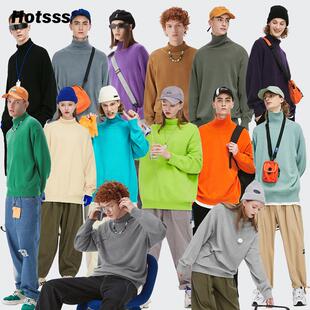 HOTSSS王霏霏同款毛衣秋季百搭纯色高领衣服男宽松打底慵懒风针织