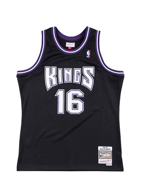 正品MN复古国王队斯托贾科维奇16号黑色NBA SW球迷版球衣