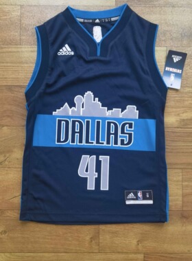 正品MN复古独行侠诺维斯基41号蓝色儿童青少年球衣