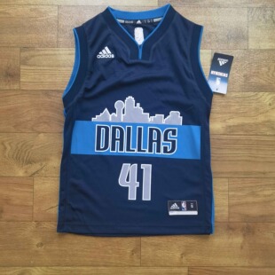 正品MN复古独行侠诺维斯基41号蓝色儿童青少年球衣