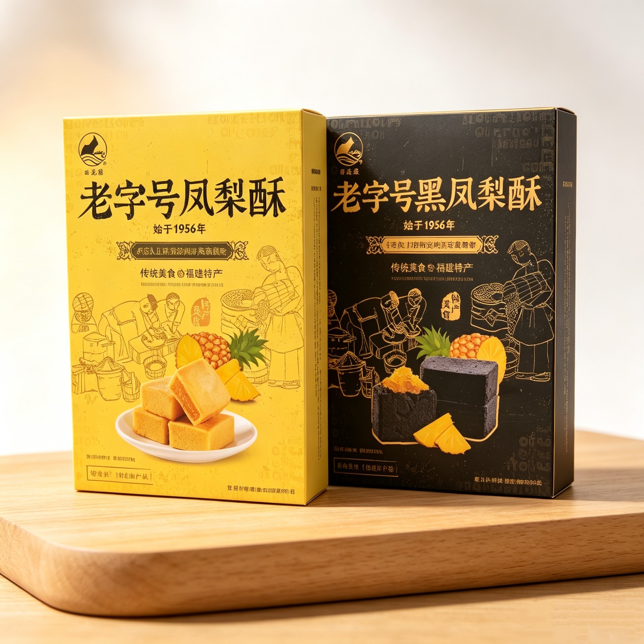 厦门特产凤梨酥礼盒日光岩老字号黑凤梨酥180g传统糕点椰子饼食品