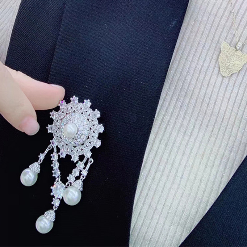 브로치 여성스러운 한국식 고급 럭셔리 가디건 코트 패션 장식 코사지 핀 버클