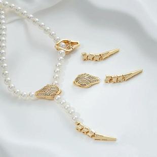 镀18K金锆石蛇形扣头蛇头蛇尾夹扣珍珠项链扣头毛衣扣diy饰品配件