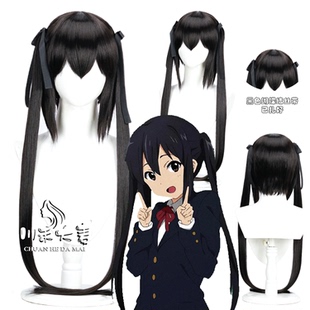 川禾大麦 轻音少女中野梓cos假发 玫瑰网 cos假发 黑色接双马尾