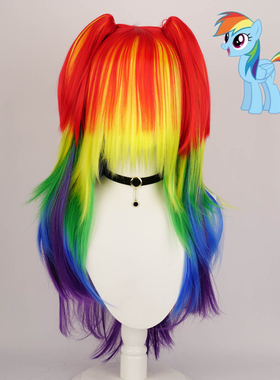 小马驹 云宝假发彩色cosplaycos渐变仿真动漫头皮混色【玫瑰网】