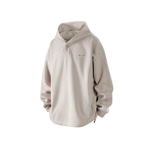 鲲海鹏云重磅连帽卫衣男冬季潮流抽绳下摆上衣男士外套宽松解构