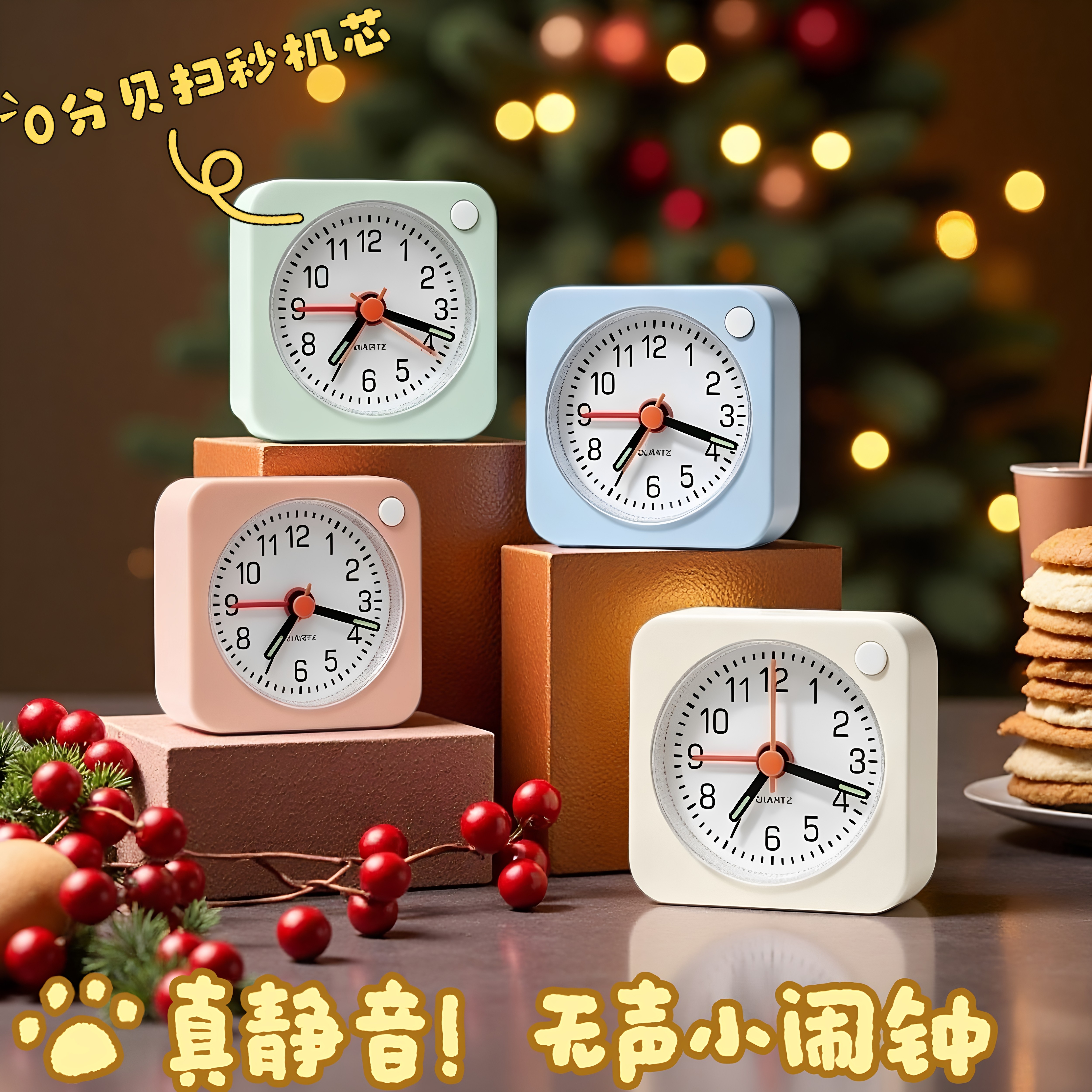 迷你小闹钟夜光大声静音闹钟办公定时器/计时器