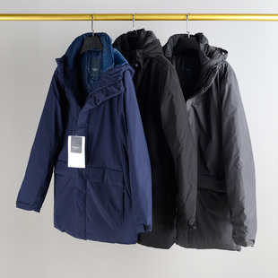 加厚保暖外套 棉衣男冬季 户外日单轻量化防水商务工装 风连帽中长款