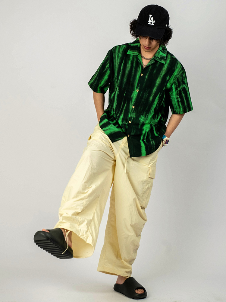 古巴领短袖休闲潮流撞色