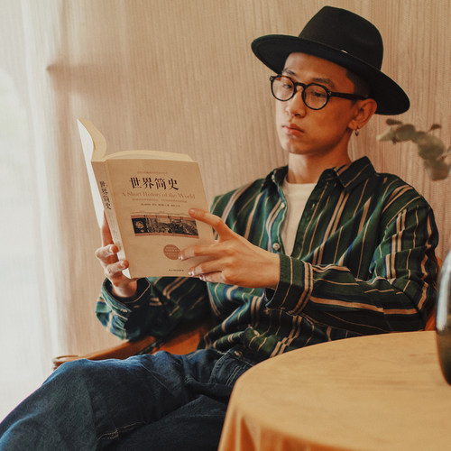 原创磨毛绿条纹纯棉复古长袖衬衫