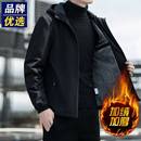加绒厚外套男2025秋冬新款 宽松冲锋衣 潮百搭连帽休闲运动夹克工装
