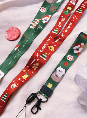 LA WEST圣诞节限定手机挂绳链长短挂脖腕带可爱吊坠工作证牌女生
