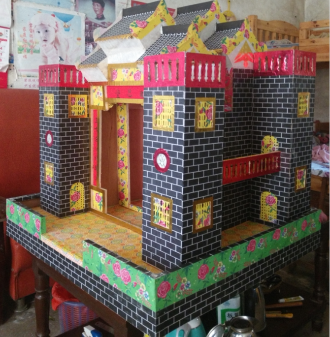 手工木料结构灵屋亡灵屋宅民间工艺灵屋阴宅定做