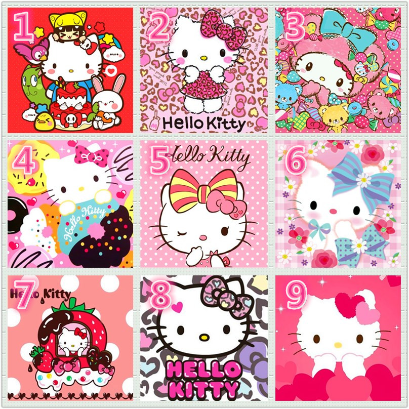 方钻石画儿童满钻带框手工粘钻贴钻砖石贴画卡通 helloKitty KT猫