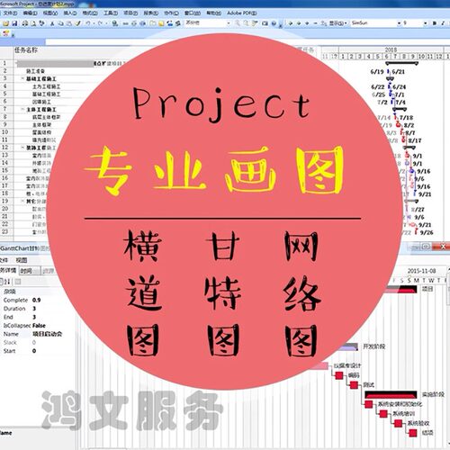 人工画施工进度计划单双代号网络图横道图平面布置图斑马project