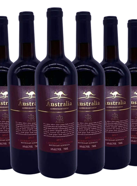 澳大利亚澳奔袋鼠赤霞珠干红葡萄果香红酒原瓶进口750ml6支装包邮