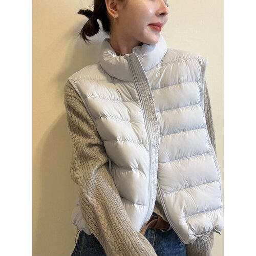 立领白鸭绒羽绒服女欧洲站2026冬季新款时尚宽松马甲短外套背心潮