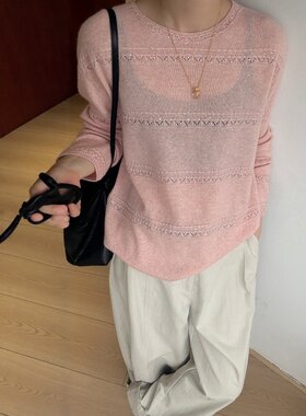 欧洲站2026秋季欧货温柔风含亮片镂空山羊绒软糯美利奴羊毛针织衫