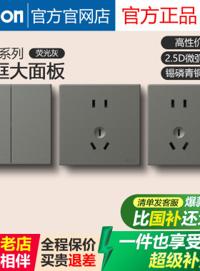 西蒙开关插座官方官网店官网面板C60系列荧光灰色五孔二三插面板