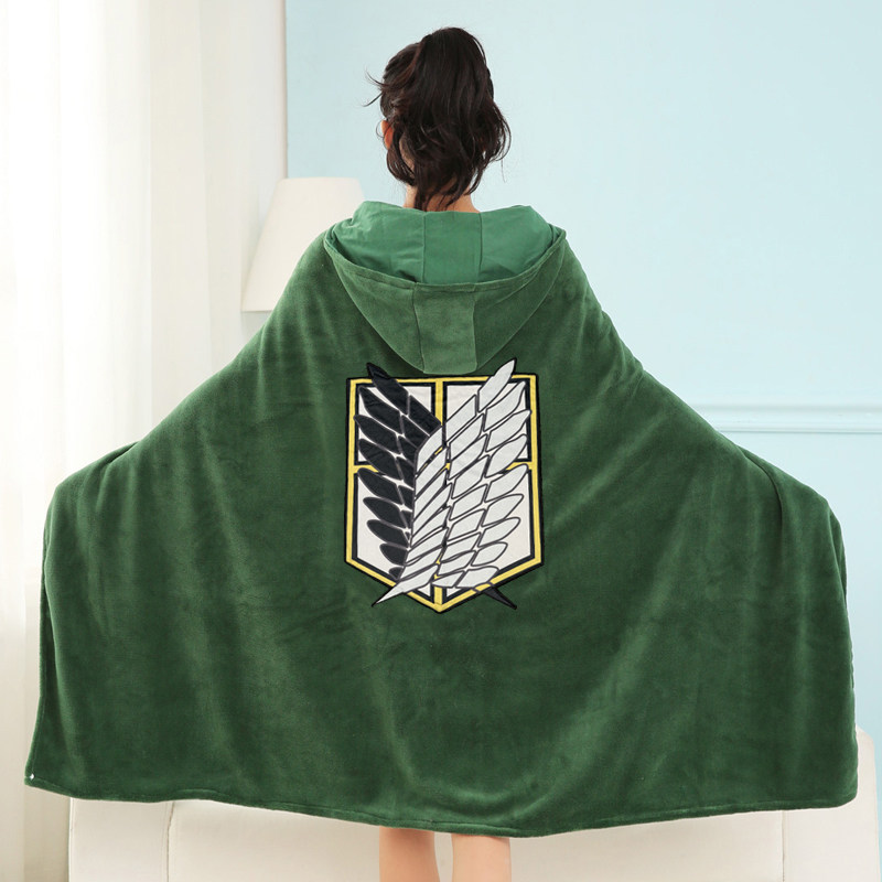 四季通用进击的巨人宅人披肩日式披风斗篷卡通动漫儿童保暖毯连帽